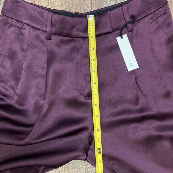 Banana Republic NWT Isa Pleated Italian Satin Tapered Pants in Purple Prune sz 4 - Picture 8 of 10